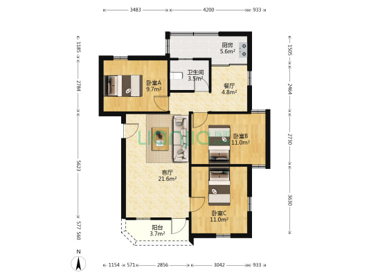 益利新村 3室2厅1卫 85平方