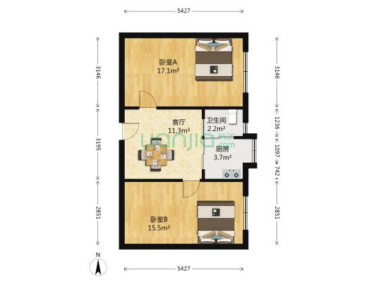 市府社区165和谐大院 2室1厅1卫 66平方