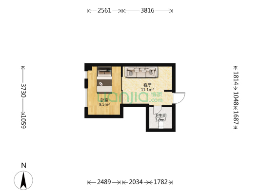 中央金座 1室1厅1卫 36平方
