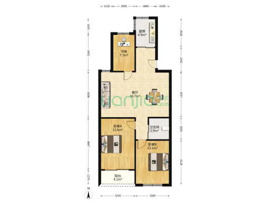 龙腾商城 3室1厅1卫 102平方