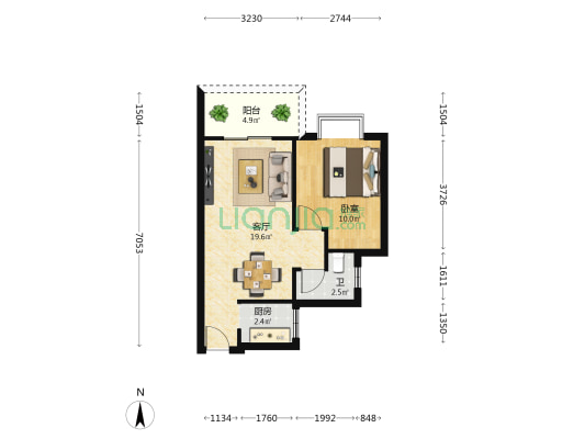 山水花都秀竹花园 1室1厅1卫 50平方