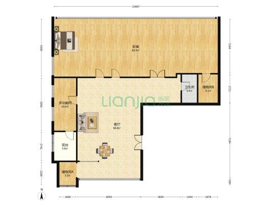 通用时代 2室1厅1卫 237平方