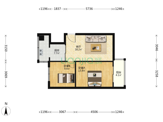 科学路13号 2室1厅0卫 63平方