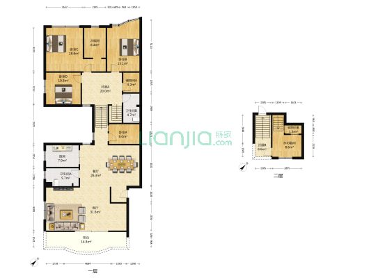龙安苑 5室2厅2卫 193平方