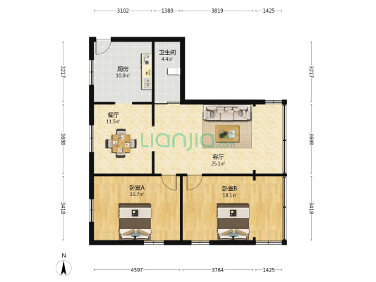 下桥新村 2室2厅1卫 98平方