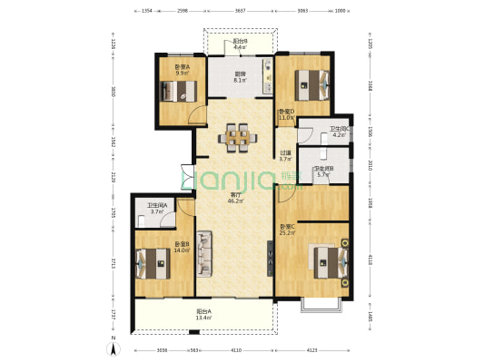 中冶盛世滨江 4室1厅3卫 175平方