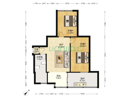 天门墩一路5号 2室1厅1卫 79平方