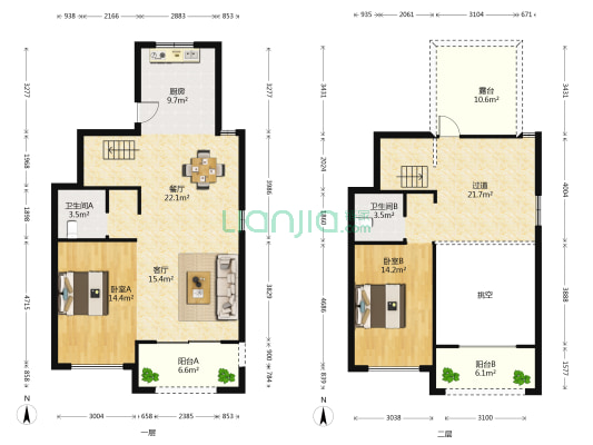 招商阳光城檀院 2室2厅2卫 139平方