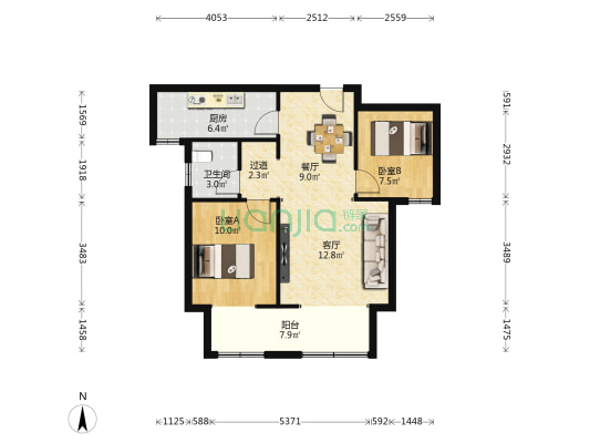 恒久秀园 2室2厅1卫 89平方