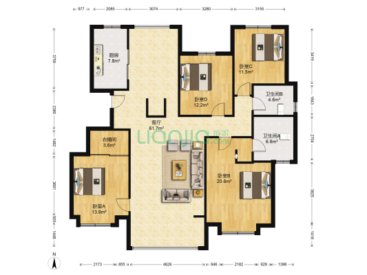 漫山香墅 4室1厅2卫 171平方