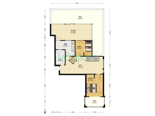 保亿风景九园北区 2室1厅1卫 85平方