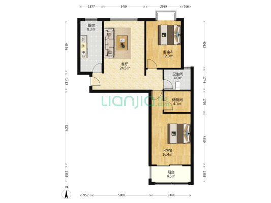 大兴新居A区 2室1厅1卫 100平方