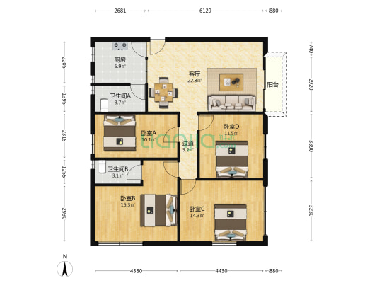 新河浦四横路 4室1厅2卫 116平方