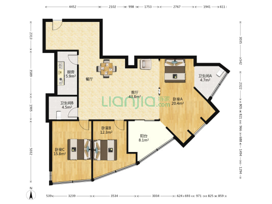 京凌大厦 3室1厅2卫 175平方