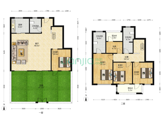 枫林雅苑 5室1厅3卫 185平方