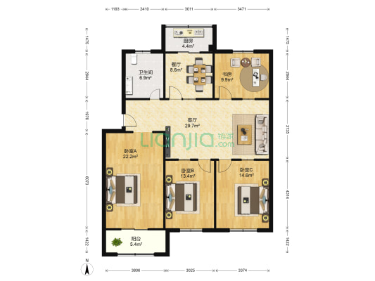 国税小区(泉山区) 4室2厅1卫 142平方