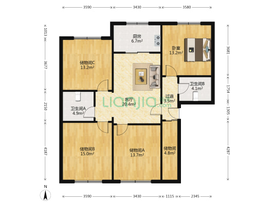 建新小区 1室1厅2卫 241平方