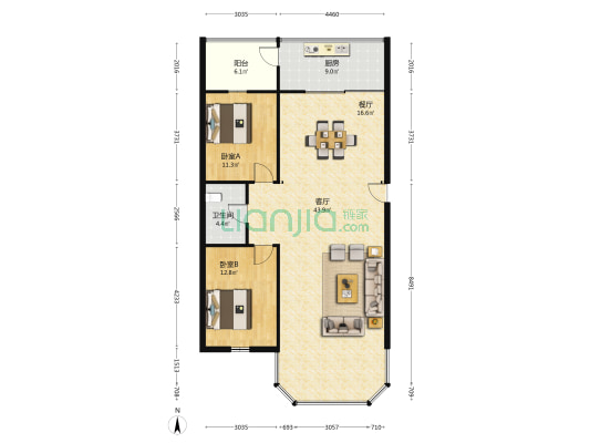 滨江秀苑小区 2室2厅1卫 127平方