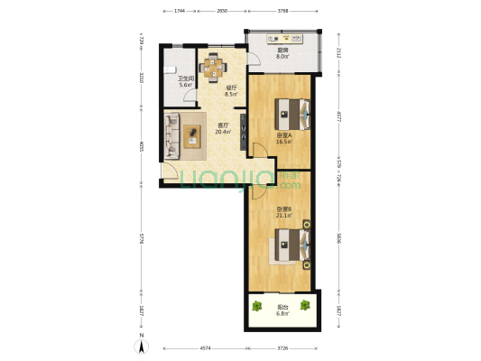 泰华街12号 2室2厅1卫 93平方
