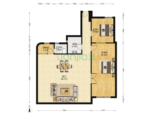 国泰大厦 2室1厅1卫 159平方
