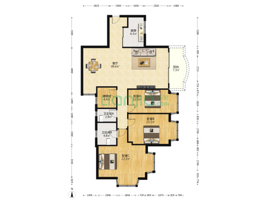 南纺大厦 3室1厅2卫 160平方