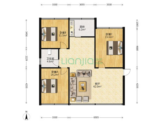 育才住宅小区 3室1厅1卫 119平方