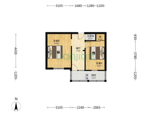 郝家沟小区 2室1厅1卫 48平方
