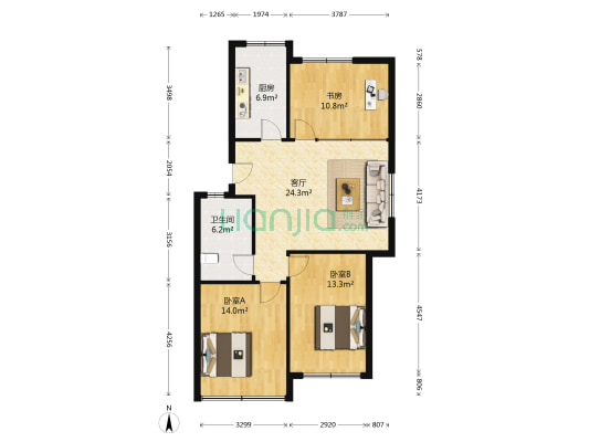 信特花园D区 3室1厅1卫 92平方