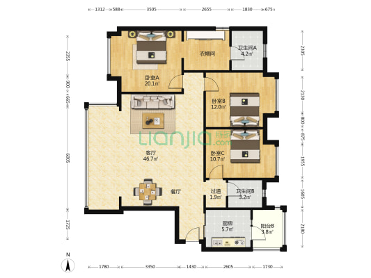 人居长岛荟城 3室1厅2卫 135平方
