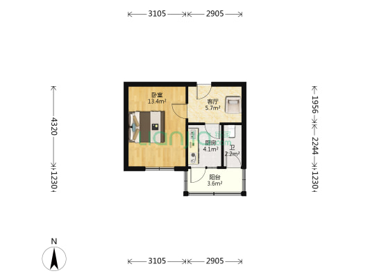 自强路182号 1室1厅1卫 39平方
