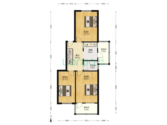 制锦市制锦市街 3室1厅1卫 91平方