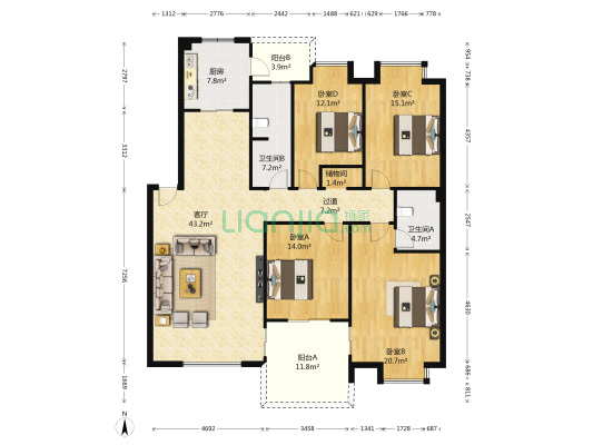 清荷苑 4室1厅2卫 157平方