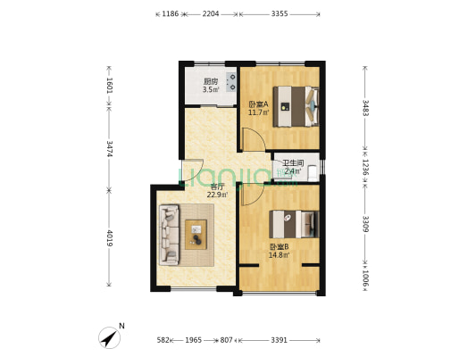聚馨苑 2室1厅1卫 72平方