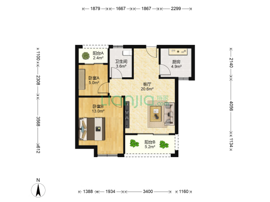 望城沁园 2室1厅1卫 70平方