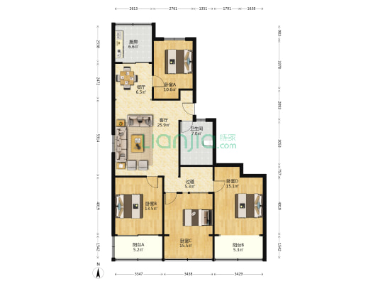 历山路142号 4室2厅1卫 141平方