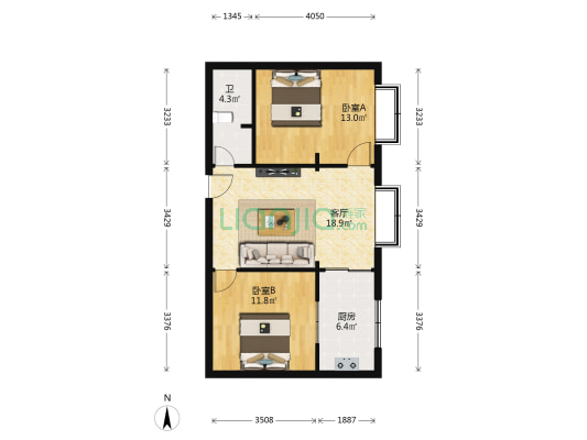 兰州市饮食公司家属楼 2室1厅1卫 71平方