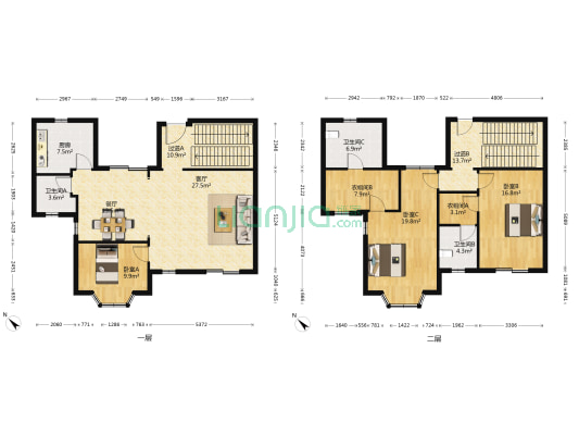 美兰湖花园 3室2厅3卫 197平方