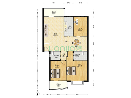 先贤苑 3室1厅2卫 129平方