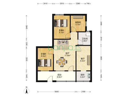 西城路(番禺区) 2室2厅1卫 70平方
