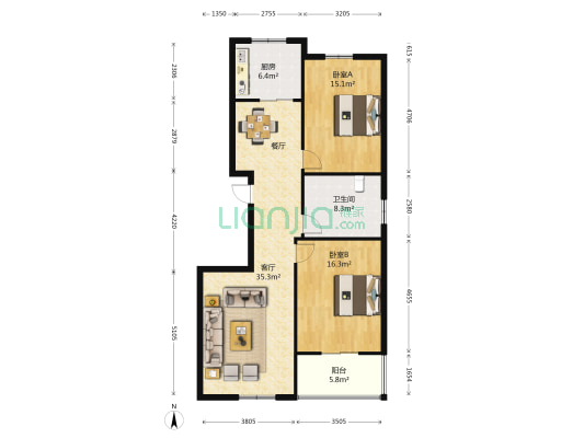 许继花园 2室1厅1卫 112平方