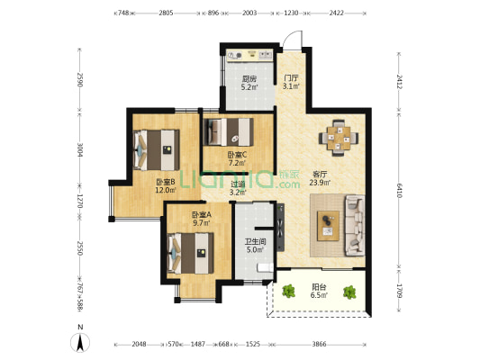 永昌雅居 3室1厅1卫 91平方