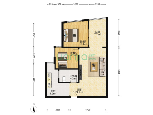 海宇凌云香榭 2室1厅1卫 74平方