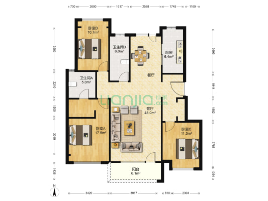华润紫云府二期 3室1厅2卫 138平方