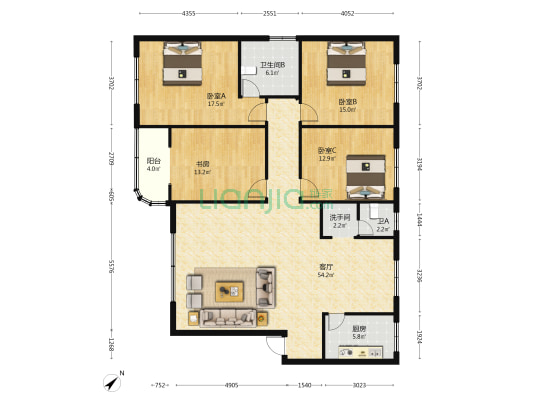 汇丰路2号 4室1厅3卫 155平方