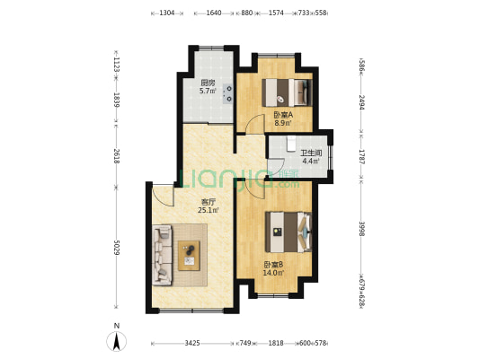 中盛秀山丽水 2室1厅1卫 73平方