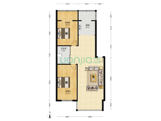 月潭家园 2室1厅1卫 118平方