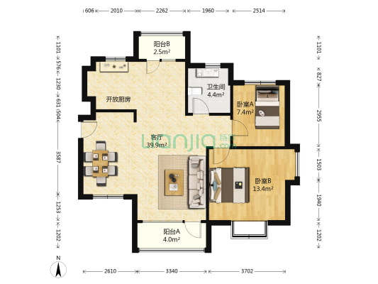 王仔假日 2室1厅1卫 85平方