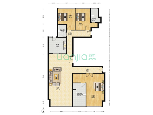 润和滨江湾 3室1厅3卫 257平方