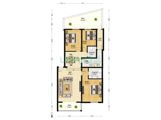 春季星空 3室2厅2卫 127平方