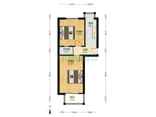 管道局第三生活西区 2室0厅1卫 48平方